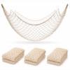 4E's Novelty Fish Net Decorative - Pack of 3 - Natural Cotton Fishnet Decor - Each 14 x 4 feet - for Mermaid Party Decorations, Luau Tropical Nautical Beach Table Cover view 1