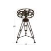 Deco 79 Metal Side End Accent Table Film Reel End Table with Tripod Legs and Glass Top, Side Table 15" x 15" x 25", Black view 3