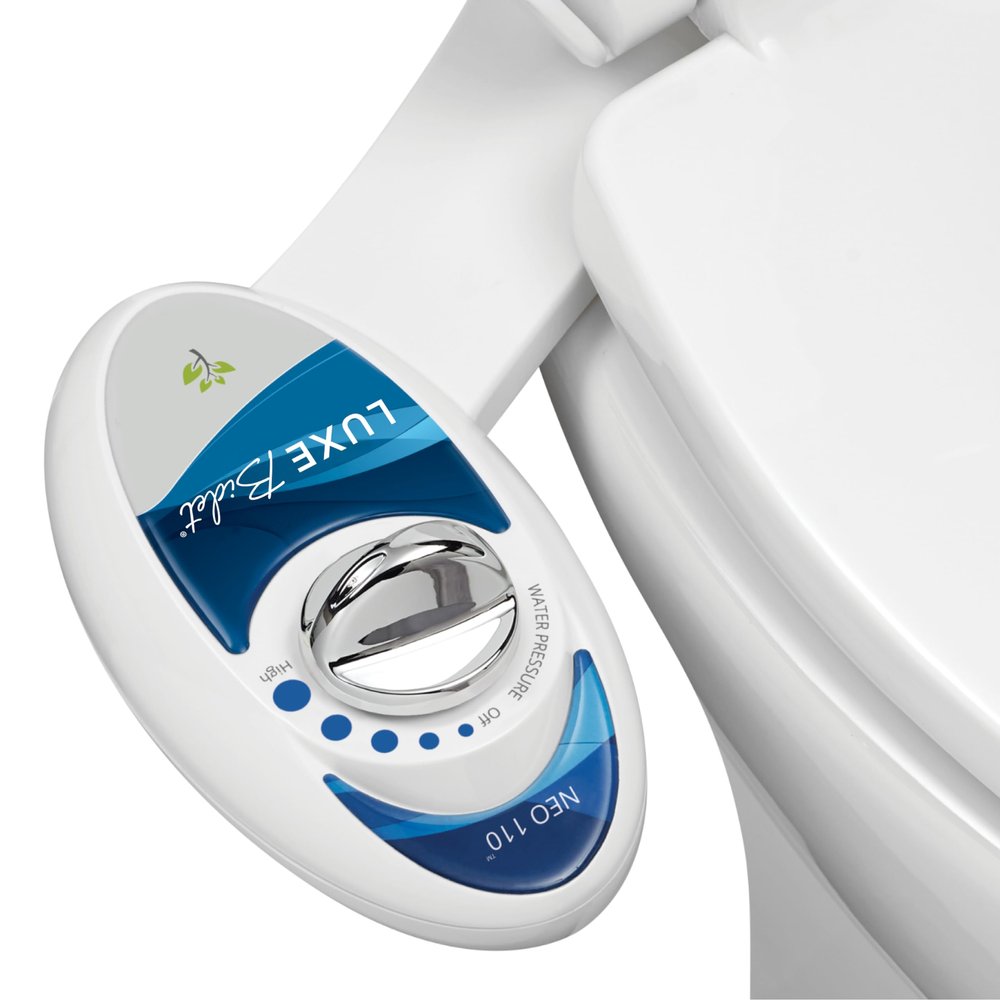 LUXE Bidet NEO 110 - Single Nozzle, Non-Electric Bidet Attachment for Toilet Seat, Adjustable Water Pressure, Rear Wash (Blue)