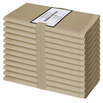 Cotton Clinic Cloth Dinner Napkins - Perfect Everyday Use Table Napkins - Soft Durable Washable - Ideal for Party Wedding Christmas Easter - Set of 12-20x20 inches Ivory Beige Napkins