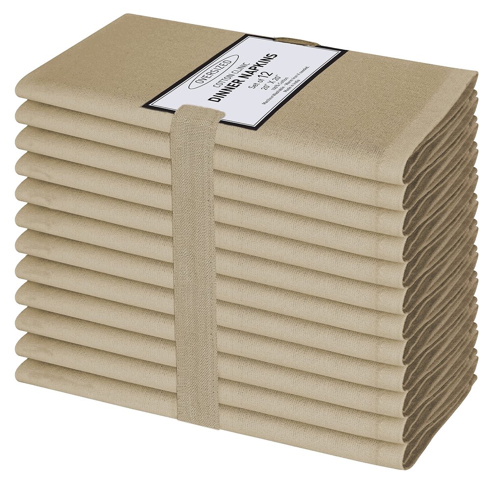 Cotton Clinic Cloth Dinner Napkins - Perfect Everyday Use Table Napkins - Soft Durable Washable - Ideal for Party Wedding Christmas Easter - Set of 12-20x20 inches Ivory Beige Napkins