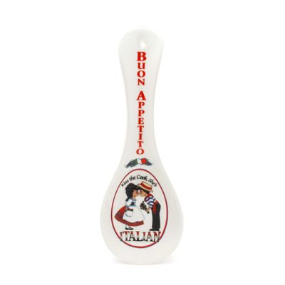 Decorative Ceramic Kitchen Spoon Rest by E.H.G | Italian "Buon Appetito"