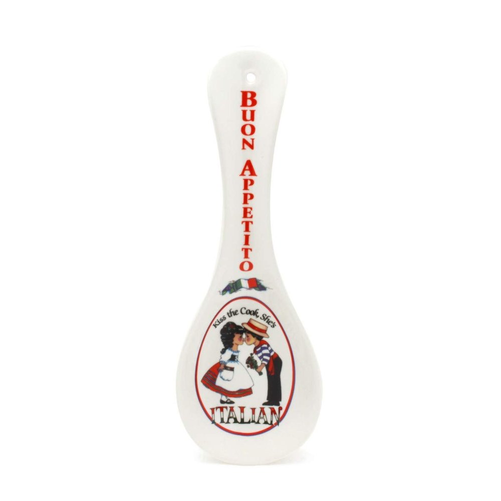 Decorative Ceramic Kitchen Spoon Rest by E.H.G | Italian "Buon Appetito"