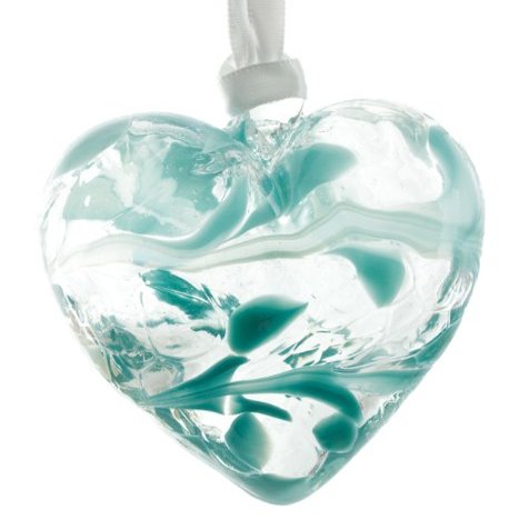 December Birthstone Turquoise Handmade Recycled Glass Friendship Heart