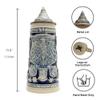 1.1 Liter | OktoberfestHaus Tankard Beer Stein Cobalt Blue Collectible Bier Krug With Lid German Adler (Eagle) Midieval Coat Of Arms Jarras de Cerveza and Jarra Stein view 3