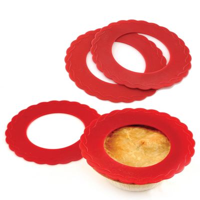 Norpro Silicone Mini Pie Pan Shields, Set of 4, 6 inch, Red