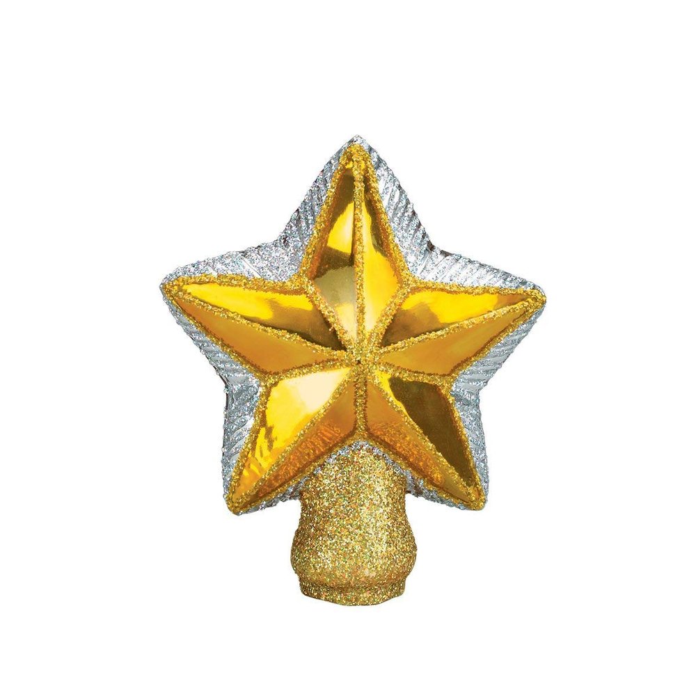 Old World Christmas Small Star Tree Glass Topper for Christmas Tree, Handcrafted Holiday Decoration