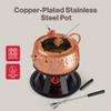 Swissmar Biel 11-Piece Copper-Plated Fondue Set  Hammered Finish  Ideal for Oil & Broth Cooking  Perfect for Entertaining, Kitchen Collections & Wedding Gifts  2 Liter / 2.1 Quarts view 2