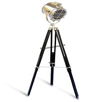 THOR INSTRUMENTS Hollywood Studio Floor SEARCHLIGHT Spotlight with Black Tripod Stand LAMP Rustic Vintage Home Decor Gifts