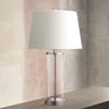 360 Lighting Modern Coastal Table Lamp Fillable 26.25" High Clear Glass Cylinder Brushed Nickel Metal White Drum Shade Decor for Living Room Bedroom Beach House Bedside Nightstand Home view 2
