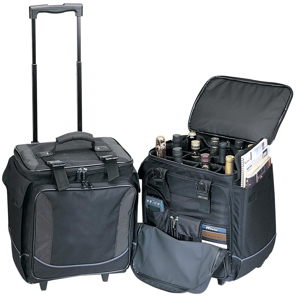 Eunicole Rolling Bottle Limo Hold 12 Wine Bottles, Red/White
