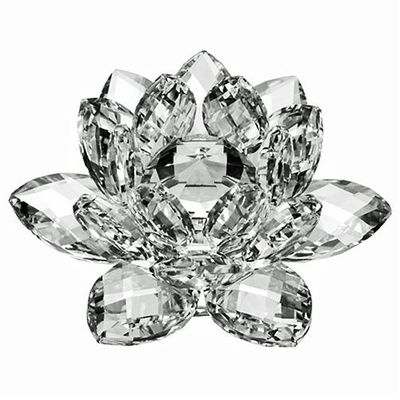 Amlong Crystal 4 inch Clear Crystal Lotus Flower with Gift Box