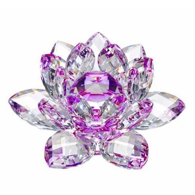 Amlong Crystal Hue Reflection Crystal Lotus Flower with Gift Box, Purple, 3 Inch