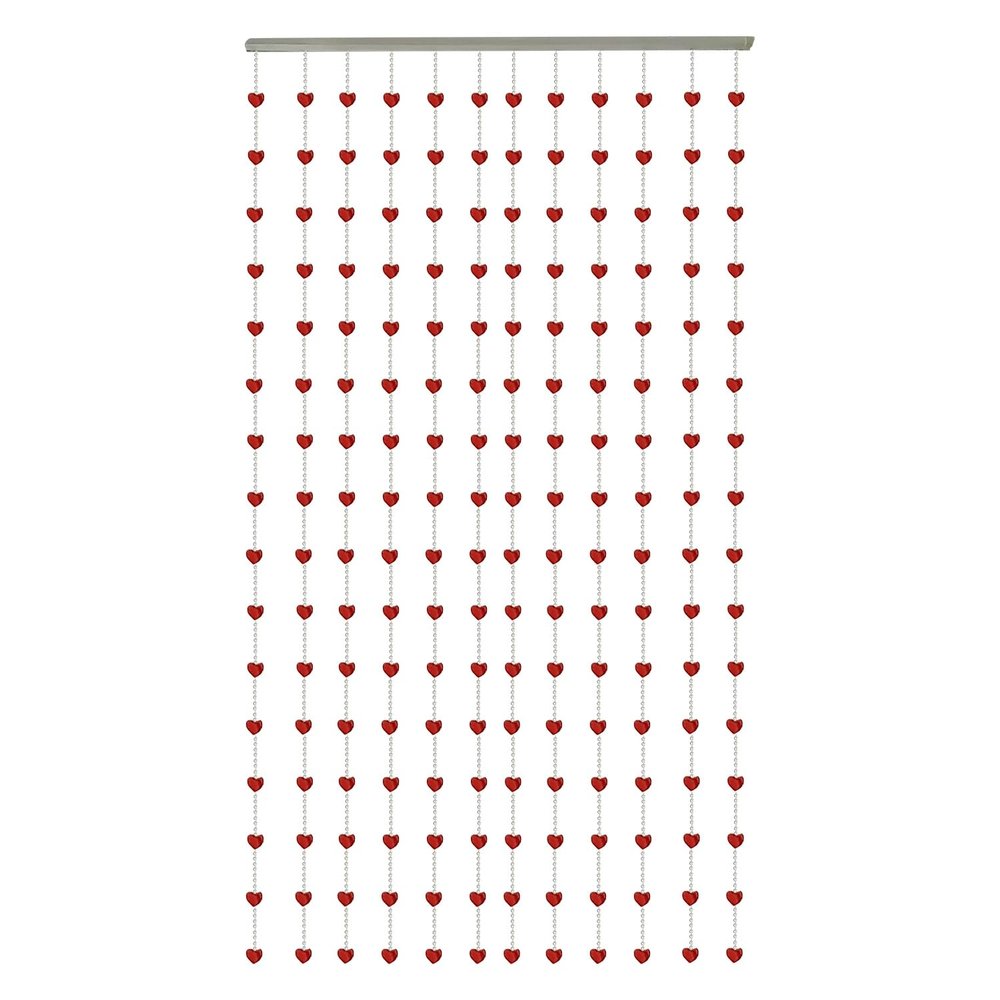 Asian Home Beautiful Acrylic Beaded Curtain - Red Heart