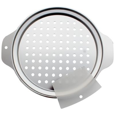 Zoie + Chloe Spaetzle Maker Lid with Scraper - Easy To Use Spaetzle Press For Traditional German Dumplings & Egg Noodles - Dishwasher-Safe, Premium Stainless Steel - Round Strainer, 10.7x12.8x.75"