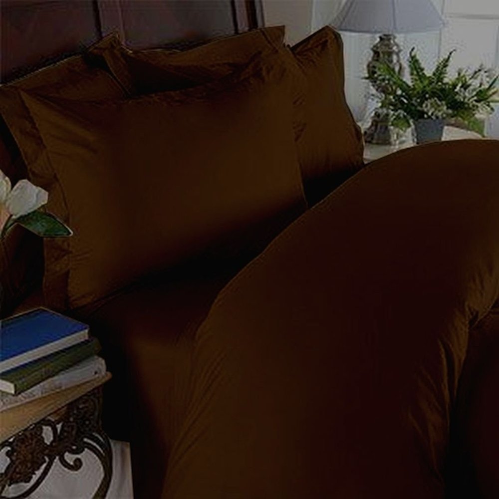 Elegance Linen 1500 Thread Count Queen Size Egyptian Quality 3pcs Duvet Cover, Solid Chocolate Brown