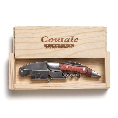 Prestige Waiters Corkscrew By Coutale Sommelier - Rosewood - Handmade and Sustainable Pinewood Crate - French Patented Spring-Loaded Double Lever Wine Bottle Opener for Bartenders and Gifts