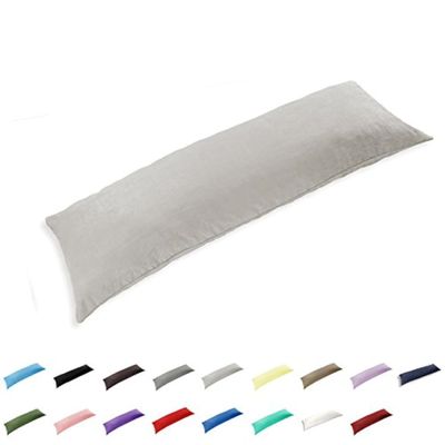 TAOSON 100% Cotton 300 Thread Count Body Pillow Cover Pillowcase Pillow Protector Cushion Cover with Zippers Only Cover No Insert (Silver Grey,21"x54")