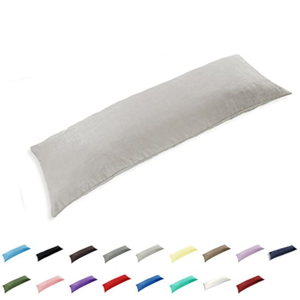 TAOSON 100% Cotton 300 Thread Count Body Pillow Cover Pillowcase Pillow Protector Cushion Cover with Zippers Only Cover No Insert (Silver Grey,21"x54")