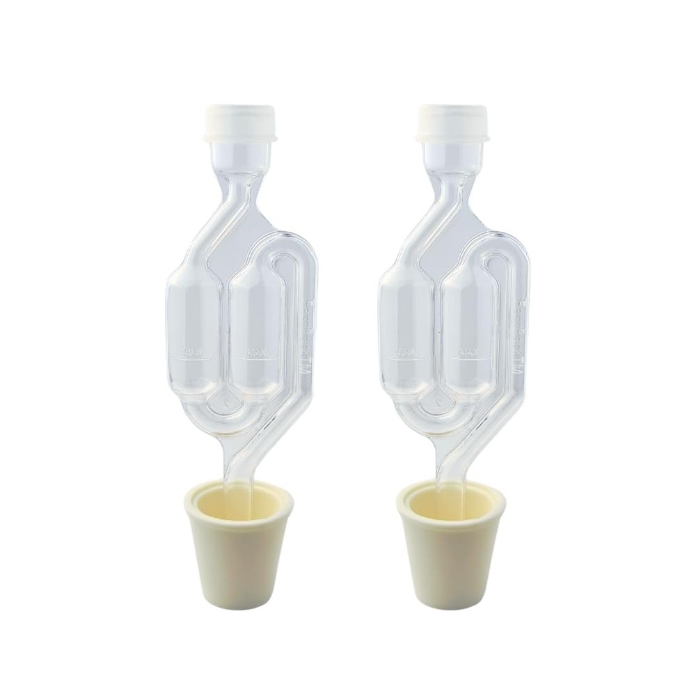 Fastrack Twin Bubble Airlock and Carboy Bung (2-Pack) | Fermentation Airlocks for Homebrewing Beer, Wine, Mead, and Kombucha