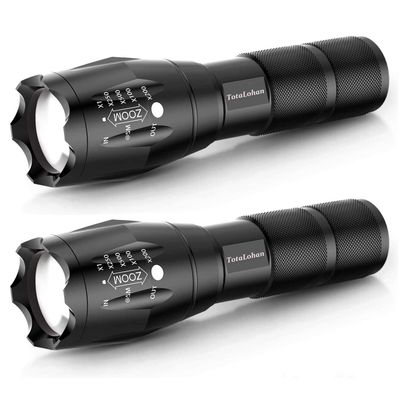 TotaLohan Military Grade Tactical LED High Lumens 5 Light Mode Flashlight Torch,2-Pack