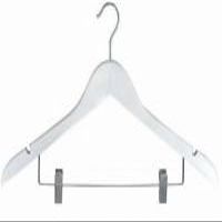 White Flat Combination Hanger w/Clips [ Bundle of 25 ]