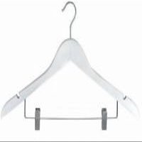 White Flat Combination Hanger w/Clips [ Bundle of 25 ]