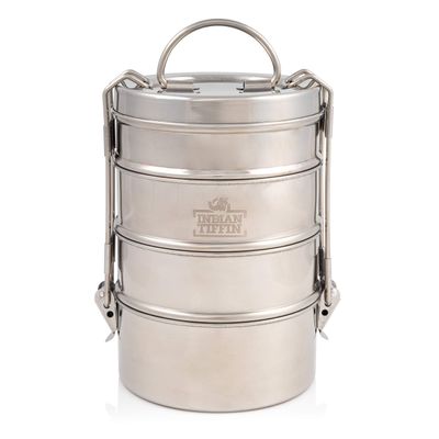4 Tier Indian-Tiffin Stainless Steel Small to Medium Tiffin Lunch Box