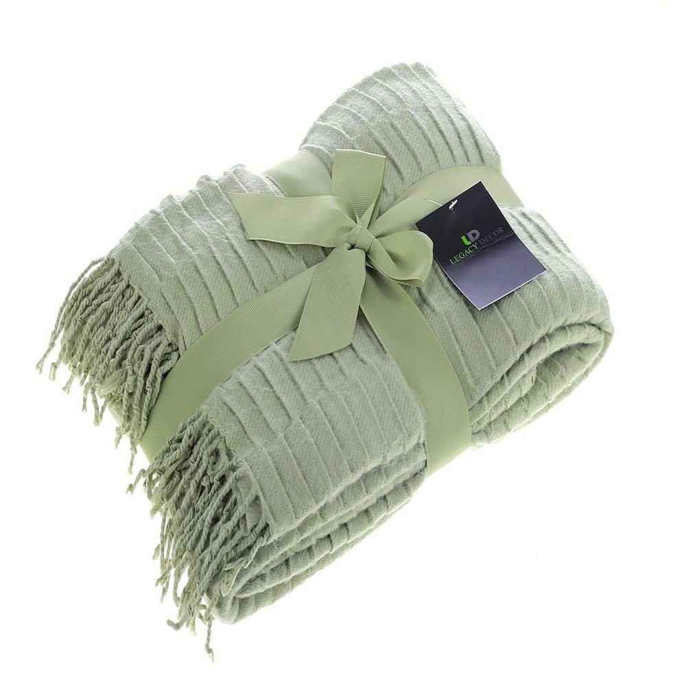 Legacy Decor Mint Color Flannel Throw Blanket with Fringe