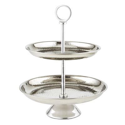 Elegance Stainless Steel Two Tier Tray, 10.5", Silver