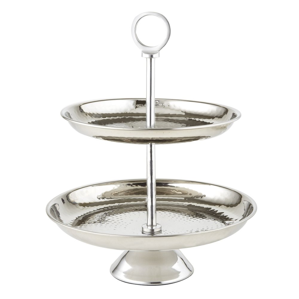 Elegance Stainless Steel Two Tier Tray, 10.5", Silver