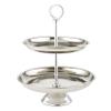 Elegance Stainless Steel Two Tier Tray, 10.5", Silver view 1
