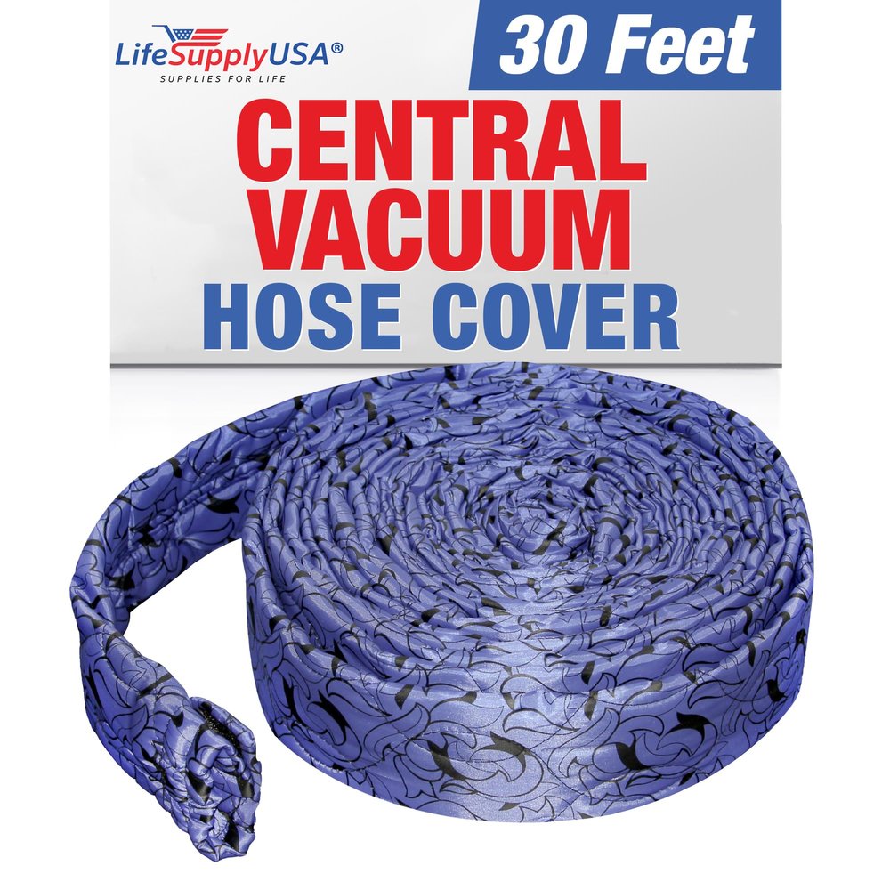 30ft Padded Central Vacuum Hose Cover with Zipper, Hose Sleeve for Dust Collection, Compatible with 360 Vision Models by LifeSupplyUSA
