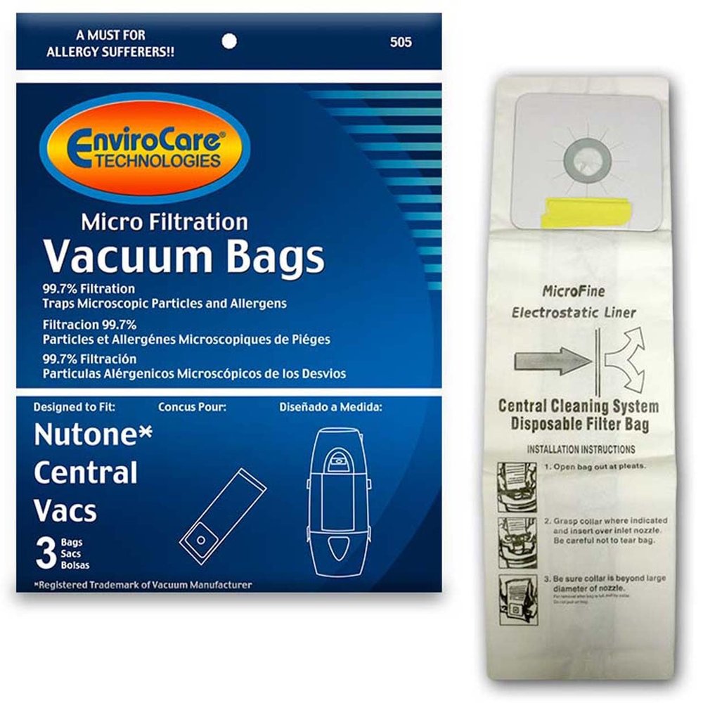 EnviroCare 3 Pack Nutone Microfiltration Central Vacuum Cleaner Bags