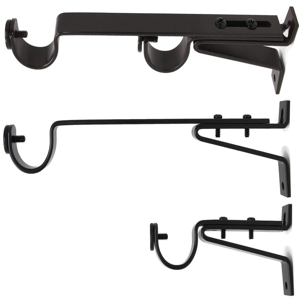 Urbanest Long Double Drapery Curtain Window Rod Bracket Holder, Up to 1.25" Rod - Oil-Rubbed Bronze, 2 Pieces