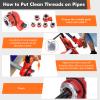 Goplus Ratchet Pipe Threader Kit, Ratcheting Pipe Threading Tool Set w/ 6 Dies- 1/4", 3/8", 1/2", 3/4", 1", 1-1/4" and Storage Case view 4