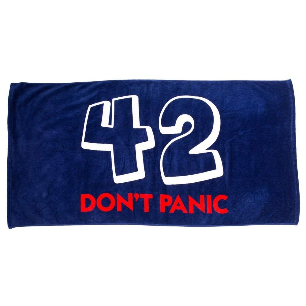 getDigital Bath Towel 42 Don't Panic - Large Beach Towel for The Hitchhiker's Guide to the Galaxy Fans - 55 x 28 inch, 100% Cotton, certified with German Textile Standard