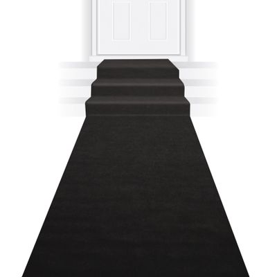 Beistle Black Novelty Carpet Runner  Thin Printed Polyester VIP Aisle Party Decoration with Double Stick Tape for Hollywood Awards Nights Red Carpet Theme Weddings Birthdays and Events 24" x 15'