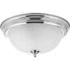Progress Lighting 2-Light Ceiling Light, Flush Mount Ceiling Light Fixture for Interior Kitchen Lights, Hallway, Bedroom, Living Room, 13-1/4, 5-7/8, Polished Chrome, Etched Glass Shade view 1