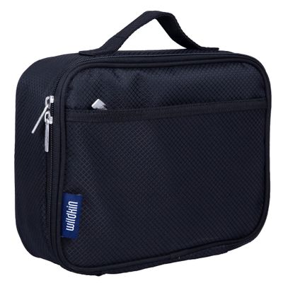 Wildkin Kids Insulated Lunch Box Durable and Reusable for School & Travel - Rip-Stop Black