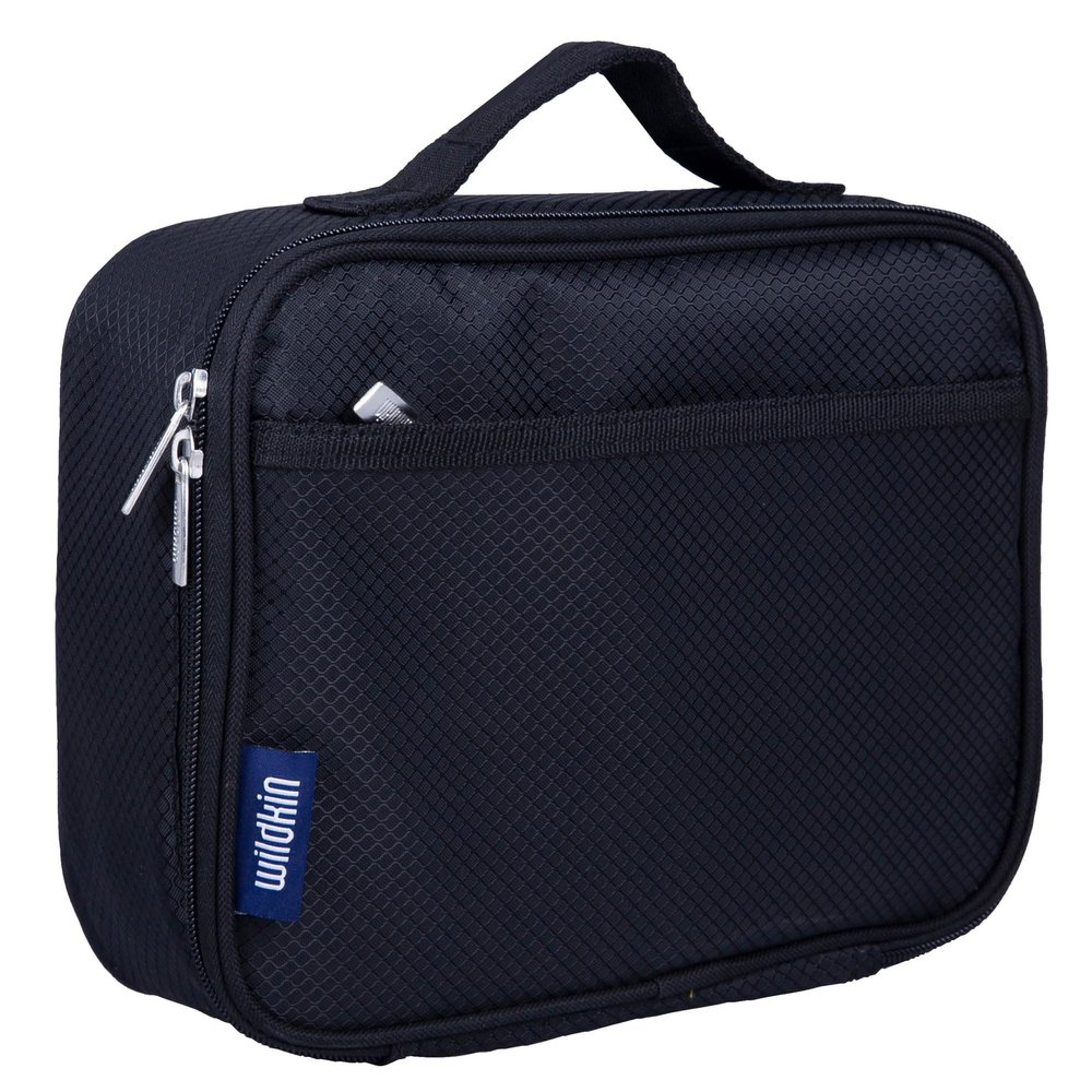 Wildkin Kids Insulated Lunch Box Durable and Reusable for School & Travel - Rip-Stop Black