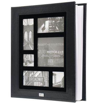 Kleer-vu Photo Album Suedeleather Collection, Holds 500 4x6 Inches Photos, 5 Per Page - Black