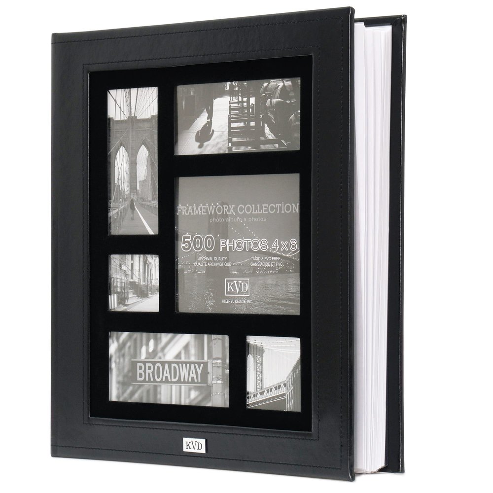 Kleer-vu Photo Album Suedeleather Collection, Holds 500 4x6 Inches Photos, 5 Per Page - Black