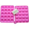 Rbenxia Silicone Cake Mold 20-cavity Half Circle Lollipop Party Cupcake Baking Mold Cake Pop Stick Mold Tray Hot Pink with 25 Sticks view 1