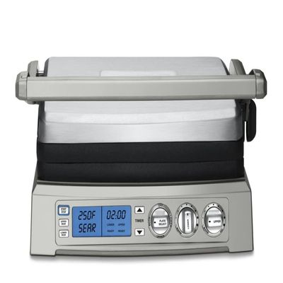 Cuisinart 6-in-1 Elite Griddler, Electric Grill, Griddle & Top Melt, 500F Temperature Sear Function, LCD Screen, Dishwasher-Safe Cooking Plates, GR-300WSP1, Stainless Steel