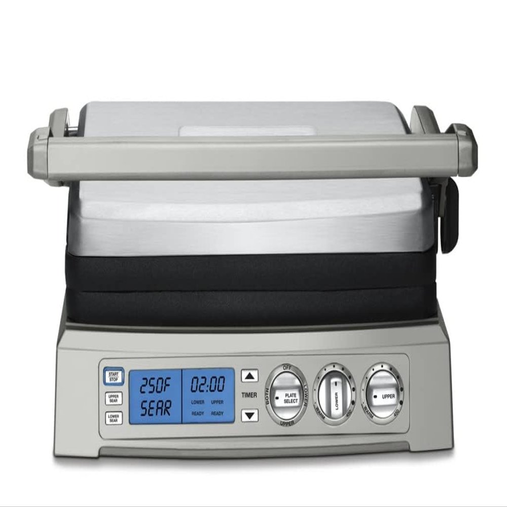 Cuisinart 6-in-1 Elite Griddler, Electric Grill, Griddle & Top Melt, 500F Temperature Sear Function, LCD Screen, Dishwasher-Safe Cooking Plates, GR-300WSP1, Stainless Steel