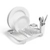 Umbra Sinkin Dish Drying Rack  Drainer Caddy with Removable Cutlery Holder  Use in Sink or On Counter, Standard, White/Nickel view 1