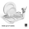 Umbra Sinkin Dish Drying Rack  Drainer Caddy with Removable Cutlery Holder  Use in Sink or On Counter, Standard, White/Nickel view 2