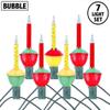 Novelty Lights Traditional Bubble Light Set, 6 Feet 7 Bulbs Red/Yellow Liquid with Multicolor Bases, 5 Watt E12/C7 Bulbs for Indoor Christmas Trees, Nostalgic Holiday Home Decor view 3