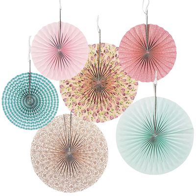 Vintage Collection Hanging Fans for Wedding - Party Decor - Decor - Misc Hanging Decor - Wedding - 6 Pieces